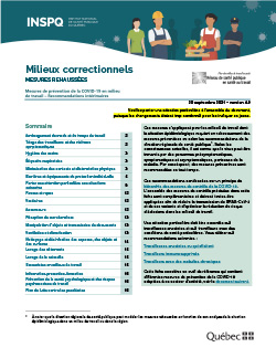 COVID-19 : Recommandations intérimaires à l'intention des travailleurs des milieux correctionnels