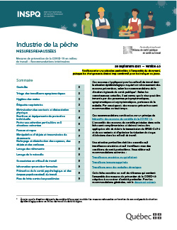 Industrie de la pêche : mesures de prévention de la COVID-19