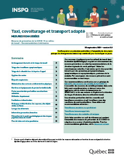 COVID-19 : Recommandations intérimaires concernant les chauffeurs dans l’industrie du taxi et covoiturage, tel UBER, Centre d’action bénévole/transport (CAB) et transport adapté