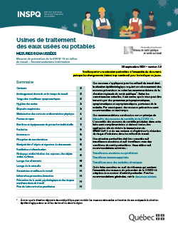 COVID-19 : Recommandations intérimaires concernant les travailleurs des usines de traitement de l'eau potable et des eaux usées