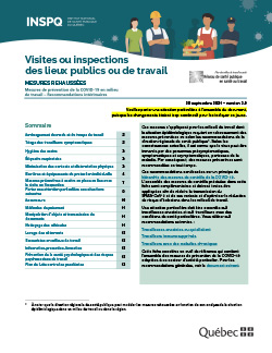 COVID-19 : Recommandations intérimaires à l'intention des travailleurs effectuant des visites d'inspection ou de service dans un lieu de travail ou un lieu public