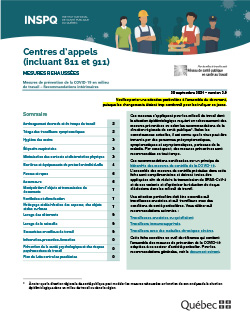 COVID-19 : Centres d'appels