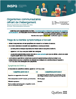 Organismes communautaires offrant de l’hébergement : mesures de prévention de la COVID-19 en milieu de travail