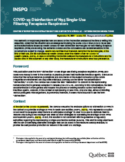 COVID-19: Disinfection of N95 Single-Use Filtering Facepiece Respirators