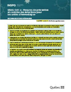 Mesures de prévention et contrôle des infections pour les unités d’hémodialyse Mesures de prévention et contrôle des infections pour les unités d’hémodialyse