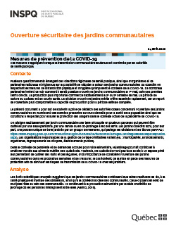 COVID-19 : Ouverture sécuritaire des jardins communautaires