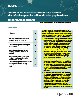 COVID-19 : Mesures de prévention et contrôle des infections pour les installations et les unités de soins psychiatriques