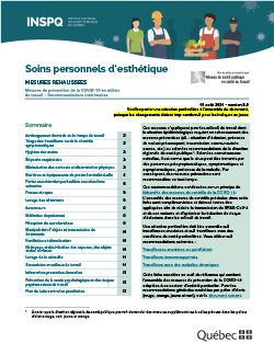 Recommandations intérimaires à l’intention des travailleurs prodiguant des soins personnels d’esthétique