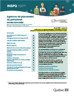 Recommandations intérimaires concernant les agences de placement du personnel