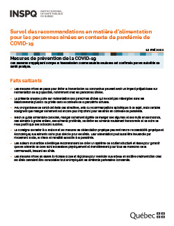 Survol des recommandations en matière d’alimentation pour les personnes aînées en contexte de pandémie de COVID-19