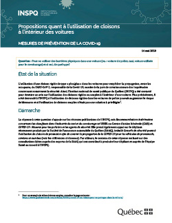 COVID-19 : Propositions quant à l’utilisation de cloisons à l’intérieur des voitures