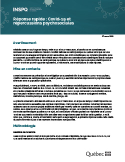 Réponse rapide : COVID-19 et répercussions psychosociales