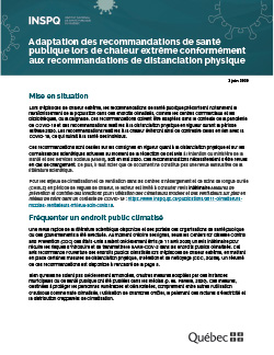 COVID-19 : Adaptation des recommandations de santé publique lors de chaleur extrême conformément aux recommandations de distanciation physique