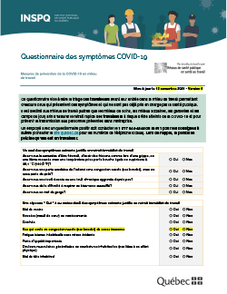 Questionnaire des symptômes COVID-19