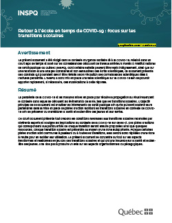 Retour à l’école en temps de COVID-19 : focus sur les transitions scolaires