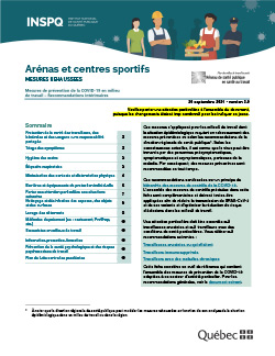 Arénas et centres sportifs - Mesures de prévention de la COVID-19 en milieu de travail