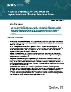 Mesures de mitigation des effets de la pandémie sur l’insécurité alimentaire