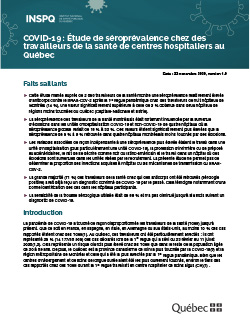 COVID-19 : Étude de séroprévalence chez des travailleurs de la santé de centres hospitaliers au Québec