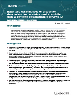 Répertoire des initiatives en prévention  des chutes chez les aînés vivant à domicile  dans le contexte de la pandémie de Covid-19