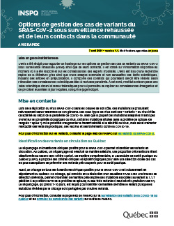 Options de gestion des cas de variants du SRAS-CoV-2 sous surveillance rehaussée et de leurs contacts dans la communauté