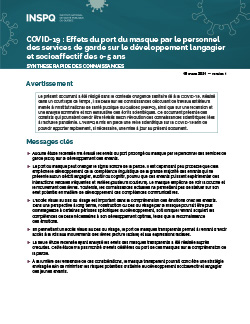 Effets du port du masque par le personnel des services de garde sur le développement langagier et socioaffectif des 0-5 ans