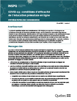 COVID-19 : conditions d’efficacité de l’éducation prénatale en ligne - Synthèse rapide des connaissances