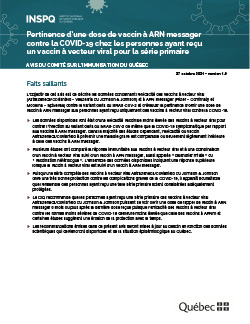 Pertinence d’une dose de vaccin à ARN messager contre la COVID-19 chez les personnes ayant reçu  un vaccin à vecteur viral pour la série primaire