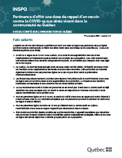 Pertinence d’offrir une dose de rappel d’un vaccin contre la COVID-19 aux aînés vivant dans la communauté au Québec