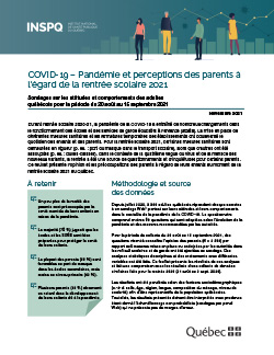 COVID-19 – Pandémie et perceptions des parents à l’égard de la rentrée scolaire 2021