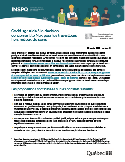 Aide à la décision  concernant le N95 pour les travailleurs hors milieux de soins