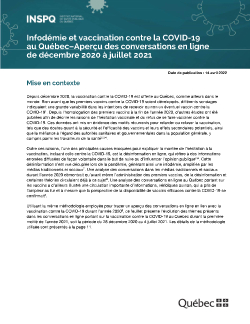 Infodémie et vaccination contre la COVID-19 au Québec–Aperçu des conversations en ligne de décembre 2020 à juillet 2021