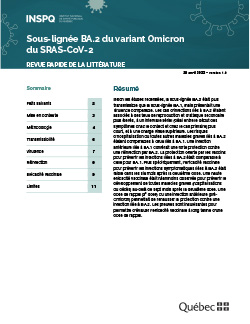 Sous-lignée BA.2 du variant Omicron du SRAS-CoV-2