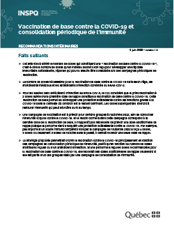 Vaccination de base contre la COVID-19 et consolidation périodique de l’immunité