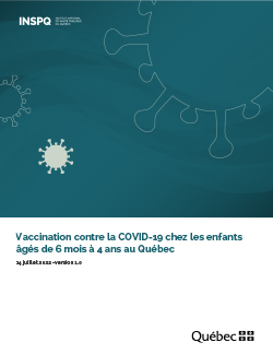 Vaccination contre la COVID-19 chez les enfants âgés de 6 mois à 4 ans au Québec