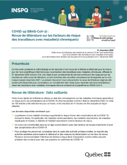 COVID-19 (SRAS-CoV-2) : Revue de littérature sur les facteurs de risque des travailleurs avec maladie(s) chronique(s)