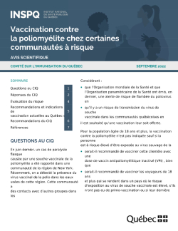 Vaccination contre  la poliomyélite chez certaines communautés à risque