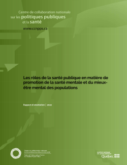 Les rôles de la santé publique en matière de promotion de la santé mentale et du mieux-être mental des populations