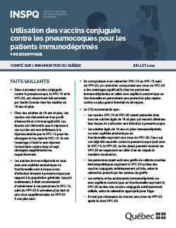 Utilisation des vaccins conjugués contre les pneumocoques pour les patients immunodéprimés