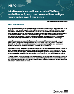 Infodémie et vaccination contre la COVID-19 au Québec — Aperçu des conversations en ligne de novembre 2021 à mars 2022