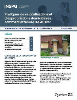 Pratiques de relocalisations et d’expropriations domiciliaires : comment atténuer les effets?