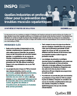 Quelles industries et professions cibler pour la prévention des troubles musculo-squelettiques