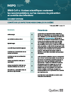 SRAS-CoV-2 : Assises scientifiques soutenant les recommandations sur les mesures de prévention et contrôle des infections SRAS-CoV-2 : Assises scientifiques soutenant les recommandations sur les mesures de prévention et contrôle des infections