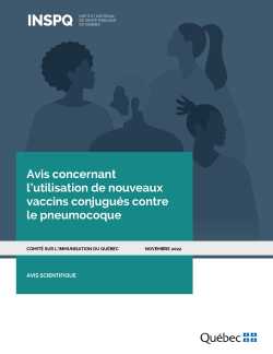 Avis concernant l’utilisation de nouveaux vaccins conjugués contre le pneumocoque