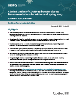 Administration of COVID-19 booster doses: Recommendations for winter and spring 2023
