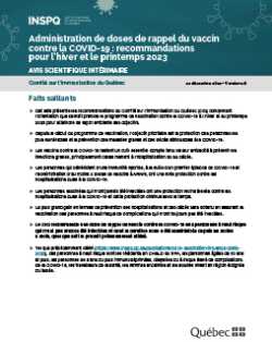 Administration de doses de rappel du vaccin contre la COVID-19 : recommandations  pour l’hiver et le printemps 2023