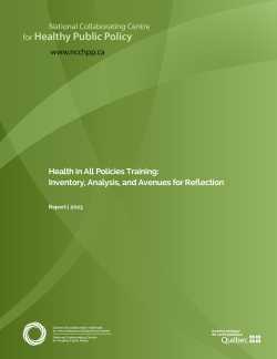 Health in All Policies Training:  Inventory, Analysis, and Avenues for Reflection