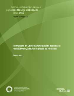 Formations en Santé dans toutes les politiques : recensement, analyse et pistes de réflexion