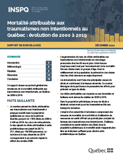 Mortalité attribuable aux traumatismes non intentionnels au Québec : évolution de 2000 à 2019