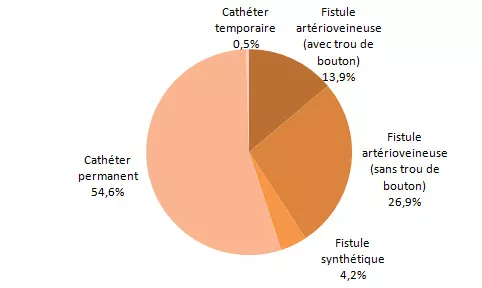 Figure 2 – Répartition des patients-périodes selon le type d’accès vasculaire, Québec, 2013-2014 (%)